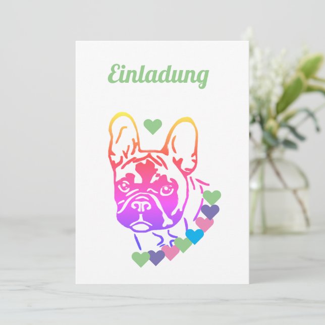 Invitation Collier coeur pour Bouledogue Français (Debout devant)