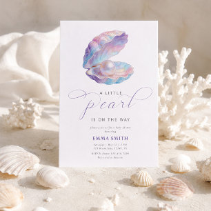 Invitation Collier de perle de coquillage Baby Shower