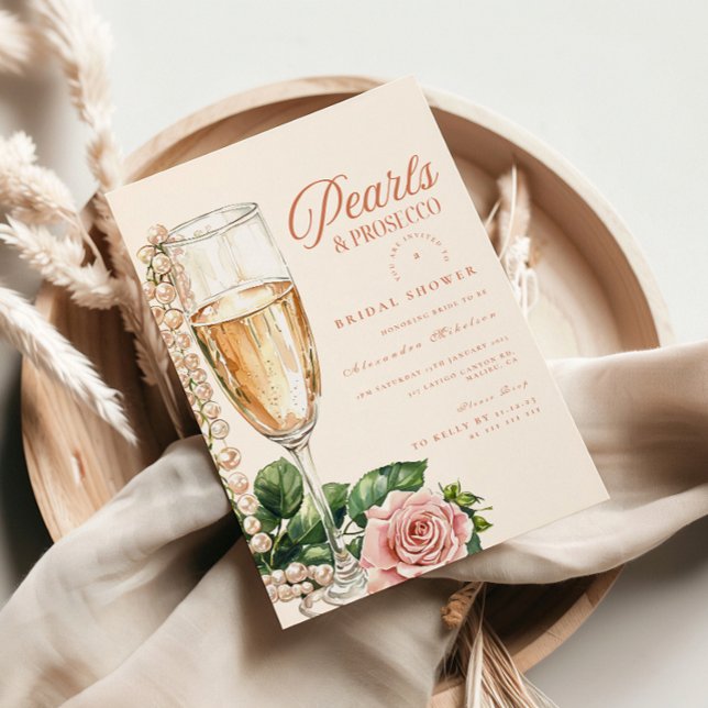 Invitation Collier de perles Rose Gold et Brunch de Mariage P (Créateur téléchargé)