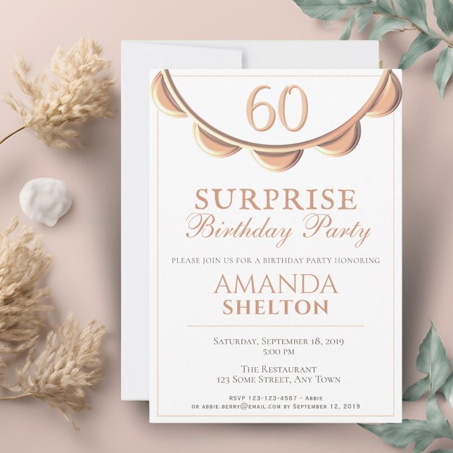Invitation Collier Élégant Fête d'anniversaire surprise 60 an (Créateur téléchargé)