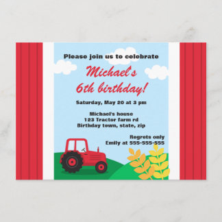 Invitation Collines de tracteur de ferme et partie