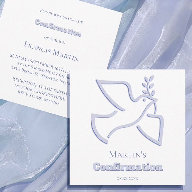 Invitation colombe bleue Confirmation | petite taille  (Créateur téléchargé)