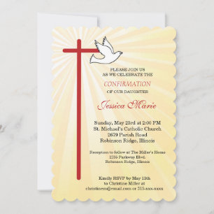Invitation Colombe croisée coquille Saint-Jacques rayons doré
