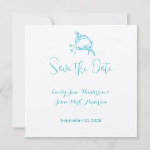 Invitation Colombe de mariage Baiser de Colibri Radiance Bleu