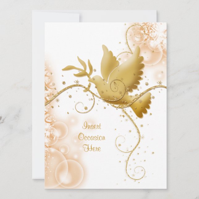 Invitation Colombe n tourbillons mariage catholique (Devant)