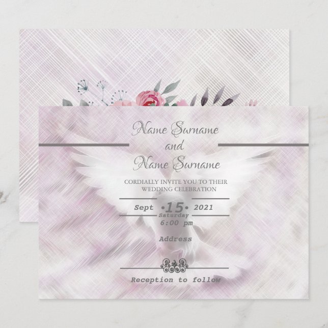 Invitation Colombe oiseau (Devant / Derrière)