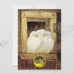 INVITATION COLOMBES BLANCHES À LA FENÊTRE, MONOGRAMME DE GEMM