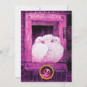 INVITATION COLOMBES BLANCHES DANS UNE FENÊTRE MARIAGE MONOGRA