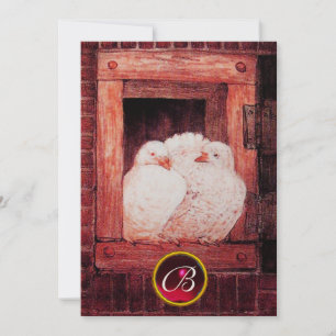 INVITATION COLOMBES BLANCHES DANS UNE FENÊTRE ROUGE GEM MONOG