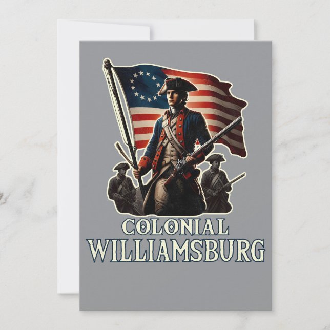 Invitation Colonial Williamsburg Colonial Soldier Vintage (Devant)