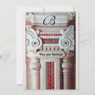 Invitation COLONNE ÉLÉGANTE ART NOUVEAU DÉCOR Rouge Blanc noi