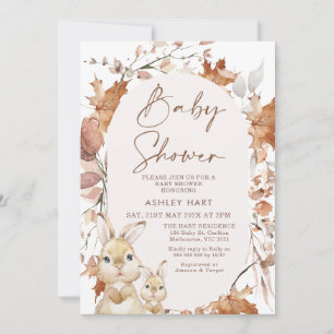 Invitation Colonnes d'automne Feuillage Bunny Kitten Baby sho