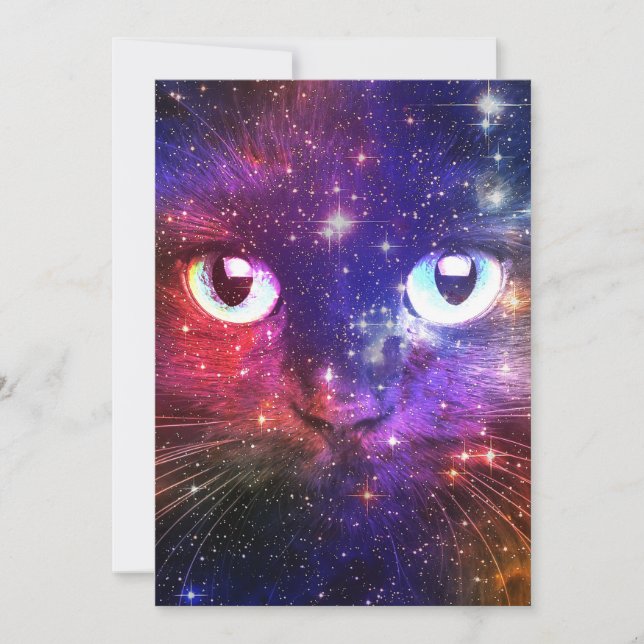 Invitation Color Burst Galaxy Cat  (Devant)