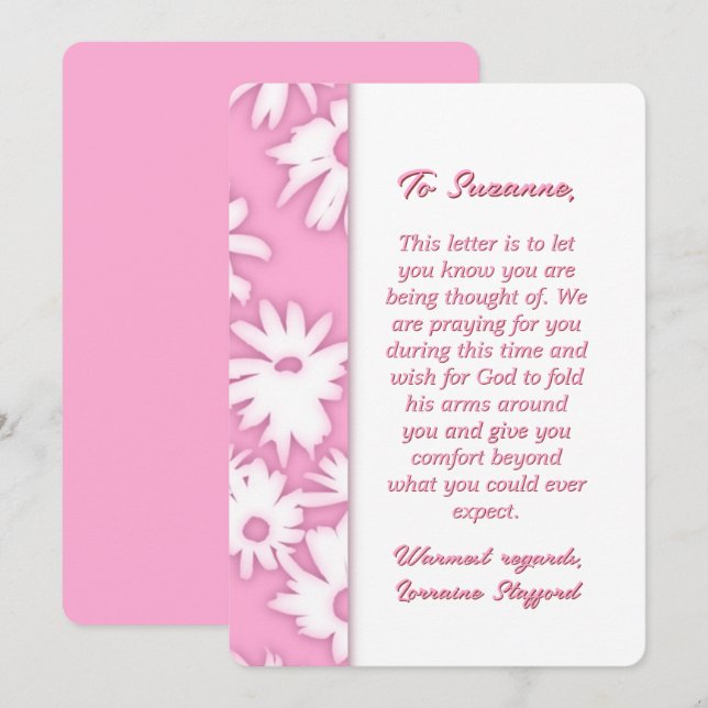 Invitation Color Me Daisies Daisies Pink Sympathy Card (Devant / Derrière)