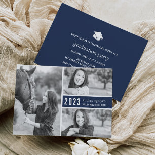Invitation Color Pop Photo Graduation Party Invite Navy
