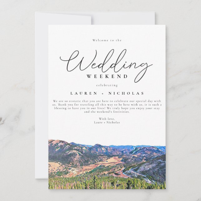 Invitation Colorado Mariage Weekend Bienvenue Itinéraire (Devant)