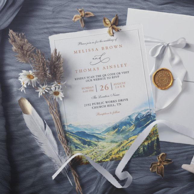 Invitation Colorado Mountain Destination QR Code Wedding (Créateur téléchargé)