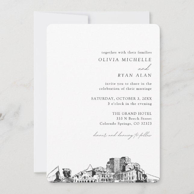 Invitation Colorado Printemps Mariage Élégant Skyline Invitat (Devant)