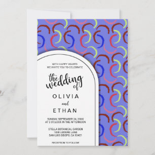 Invitation Coloré Abstrait Motif Chic Mariage artistique