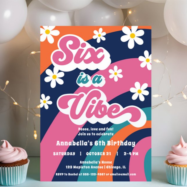 Invitation Coloré audacieux 6ème anniversaire Six est une Vib (Créateur téléchargé)