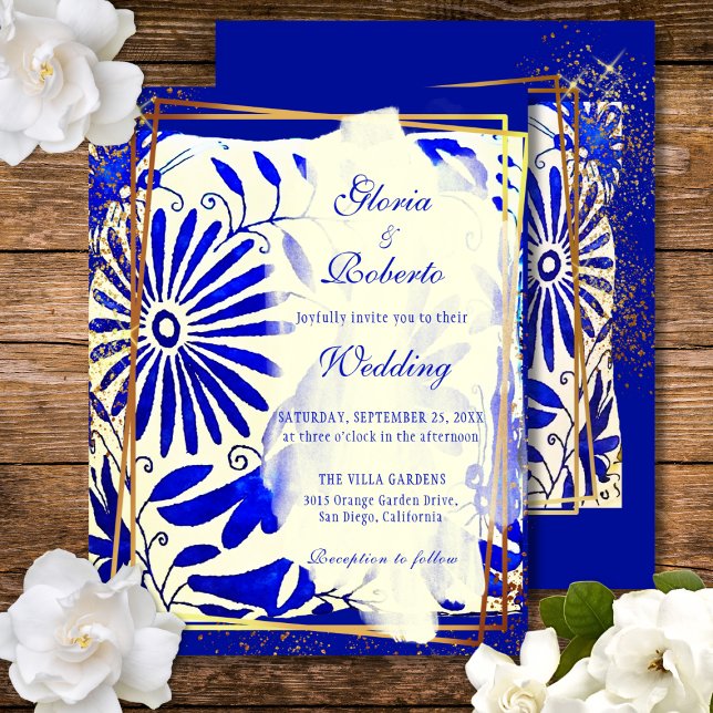 Invitation Coloré bleu Talavera Mariage mexicain (Créateur téléchargé)