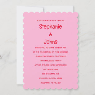 Invitation Coloré brillant Gras Orange rose Mariage floral