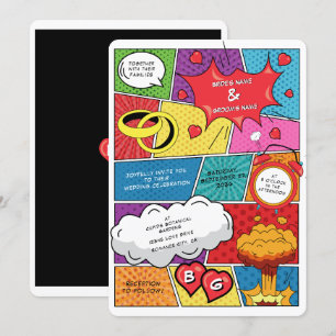Invitation Coloré Comic Book Pop Art Mariage