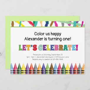 Invitation Coloré Crayon N'importe quel âge Enfant Anniversai