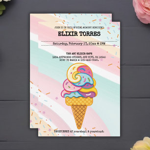 Invitation Coloré crème glacée Scoop Sprinkles Baby shower