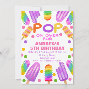Invitation Coloré été Popsicle Popsicle Anniversaire Invitati