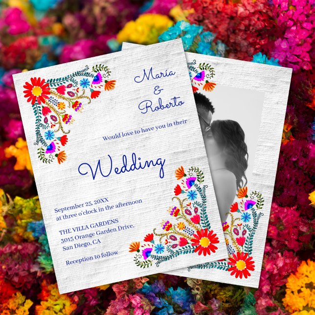 Invitation Coloré Floral Folk Art mexicain Mariage photo (Créateur téléchargé)