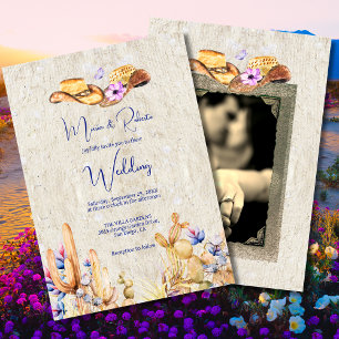 Invitation Coloré Floral Sombreros Photo Mariage mexicain