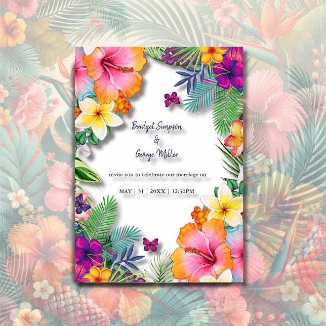Invitation Coloré hawaïen tropical Mariage (Créateur téléchargé)