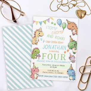 Invitation Coloré mignon dinosaures garçon dino fête d'annive