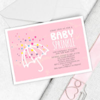 Coloré moderne rose bébé fille saupoudrer l'invita