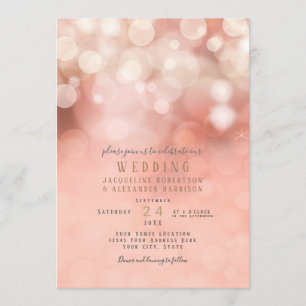 Invitation Coloré Pastel Bokeh Twinkling Lights rose pâle
