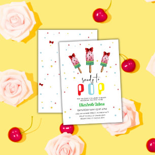 Invitation Coloré Prêt À Pop Baby shower Crème Glace