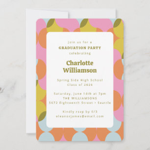 Invitation Coloré Retro Géométrique amusant Unique Graduation