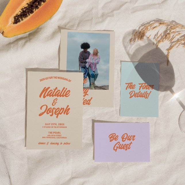 Invitation Coloré rétro Gras brillant Funky moderne Mariage (Créateur téléchargé)