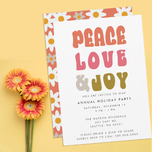 Invitation Coloré Rétro Groovy Paix Amour Joie Vacances