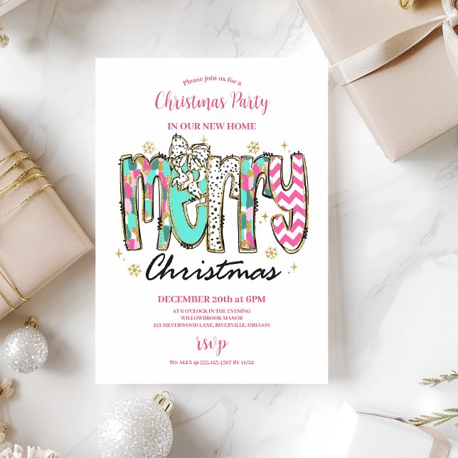Invitation Coloré Rétro Joyeux Noël (Créateur téléchargé)