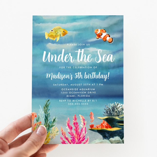 Invitation Coloré sous la mer Anniversaire (Créateur téléchargé)