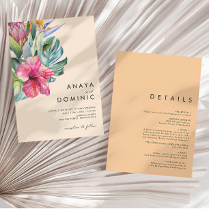 Invitation Coloré Tropical Décontracté Peach Tout en un Maria