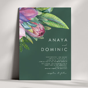 Invitation Coloré Tropical Floral traditionnel Vert Mariage