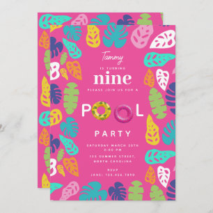 Invitation Coloré Tropical Summer Anniversaire Pool Party
