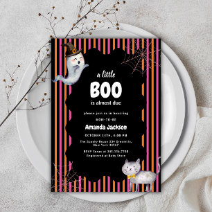 Invitation Coloré Un Petit Baby shower De Chat Fantôme De Boo
