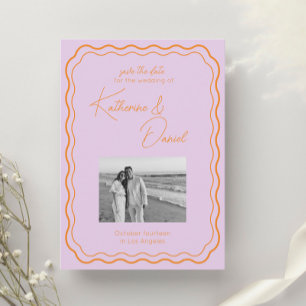 Invitation Coloré violet et orange Enregistrer le Mariage de 