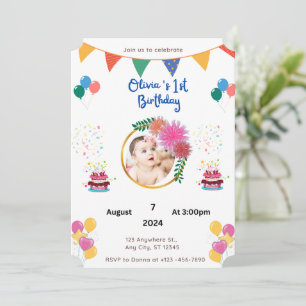 Invitation colorée 1er anniversaire