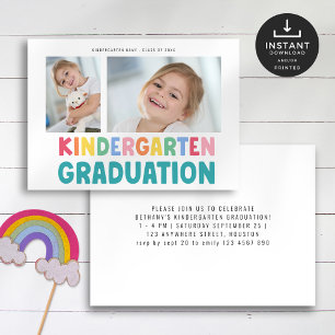 Invitation Colorée 2 Photo Kindergarten Graduation Party
