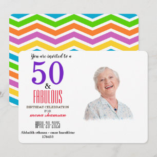 Invitation colorée 50 ans & Fabuleuse